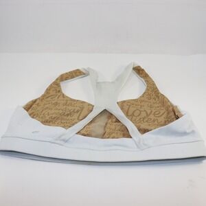 Lululemon Sports Bra 10 White Womens Racerback Script Print Yoga